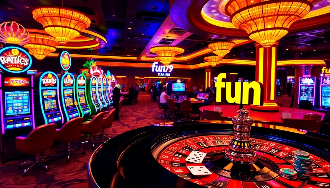 Enhance your gaming experience with fun798 in a lively casino featuring roulette and poker.