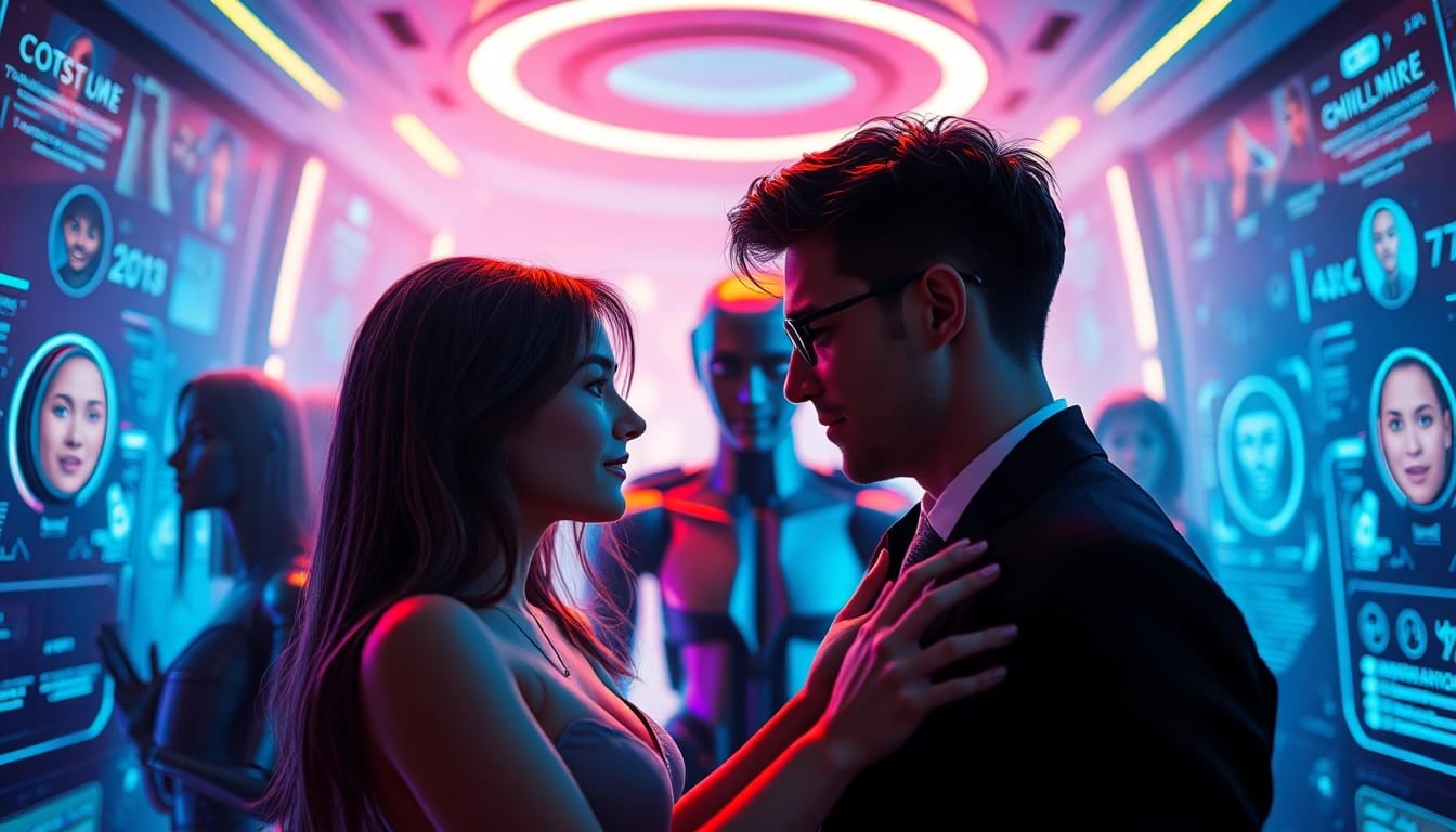 Engaging NSFW character AI interaction scene showcasing customizable digital characters.