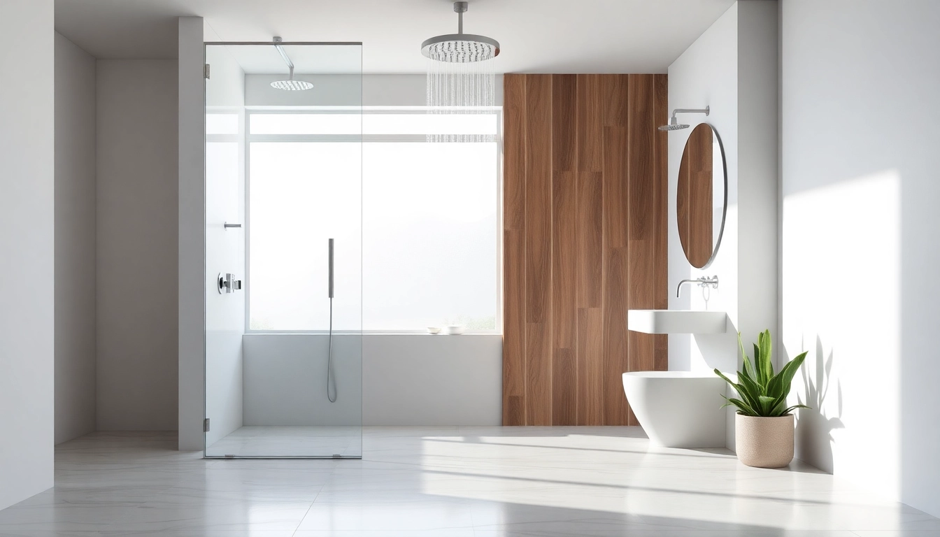 Enhance your space with a stylish wet room shower featuring elegant glass partitions and modern fixtures.