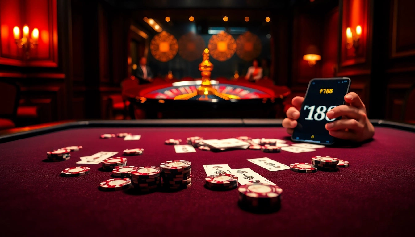 Engaging players at the poker table, showcasing the premium features of แบรนด์ F168 in a luxurious casino setting.