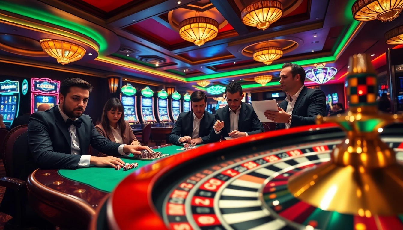 Experience the excitement of gambling at https://nhacaiuytin.place/, featuring players at a casino table engrossed in high-stakes poker.
