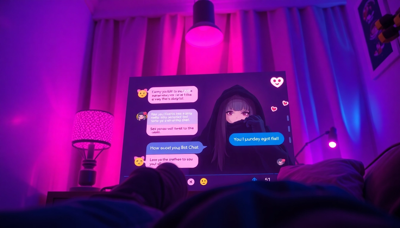 Engaging ai sex chat interaction with a virtual character on a cozy interface.