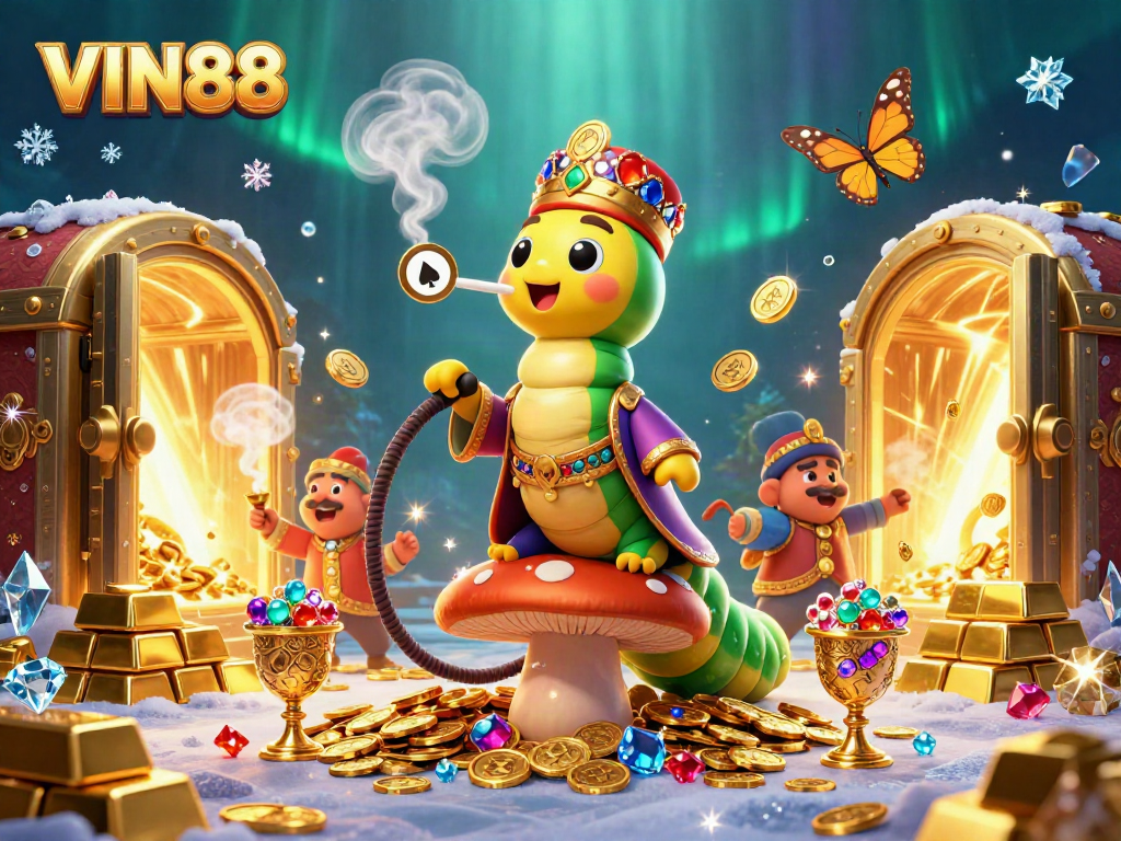 Play thrilling games at VIN88 with a vibrant 3D casino illustration showcasing dynamic elements and excitement.