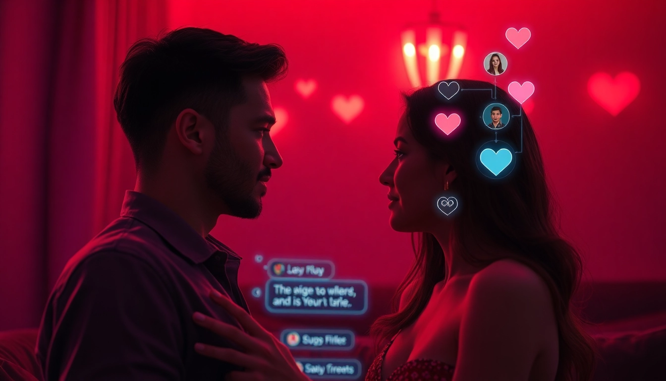 Engaging AI sex chat interaction with a lifelike character in a cozy digital setting.
