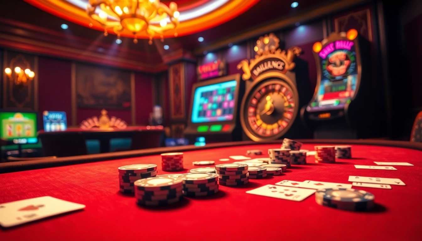 Experience thrilling casino gameplay at https://789club.quest/ with vibrant cards, chips, and a roulette wheel.