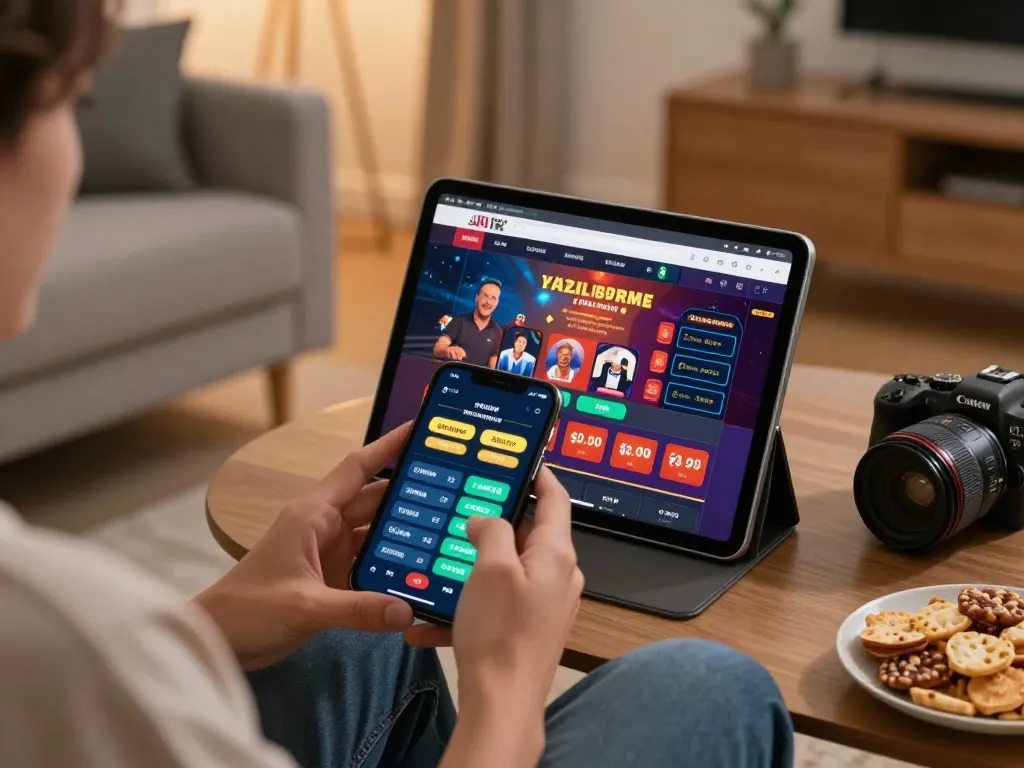 Engage in thrilling online betting with mn88, enjoying exciting gameplay in a cozy home setting.