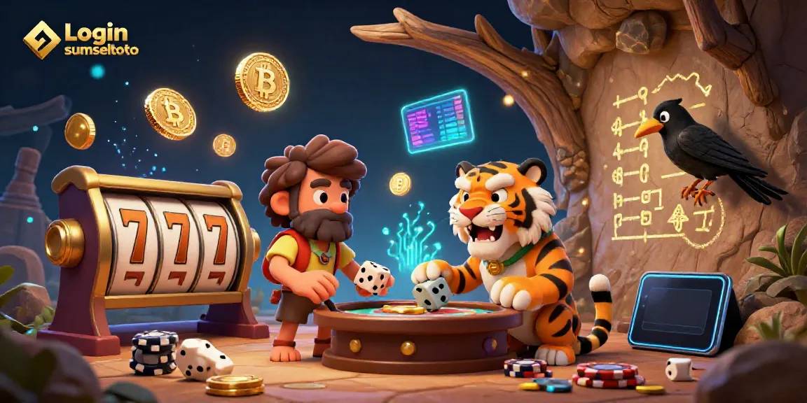 Engage in thrilling gameplay at Login sumseltoto with 3D casino elements and vibrant crypto visuals.