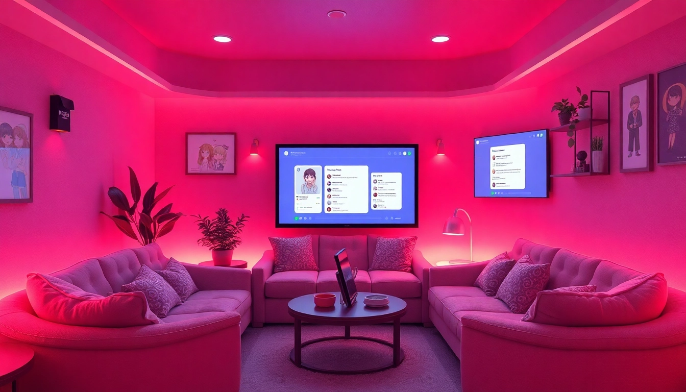 Engaging sexchat environment with intimate lighting and playful decor.