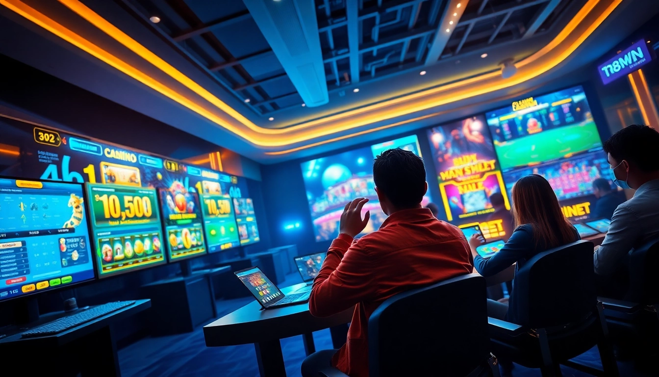 Engaged players at tk88win.live enjoying diverse online casino games in a vibrant atmosphere.