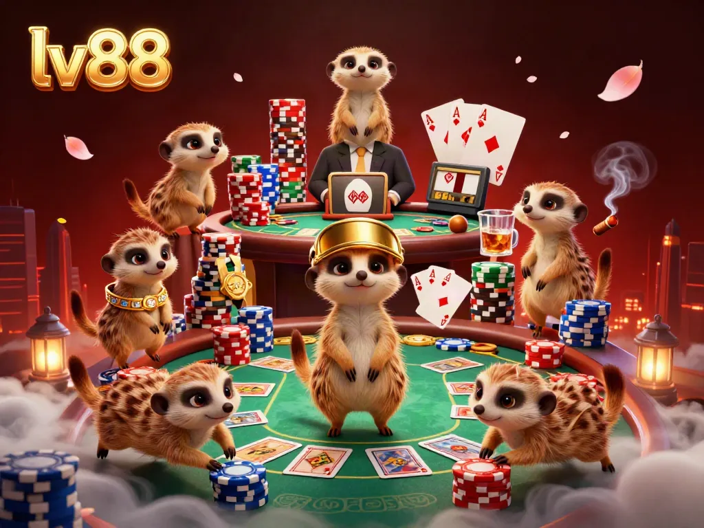 Experience the engaging casino operations of lv88 with cartoon meerkats in action.