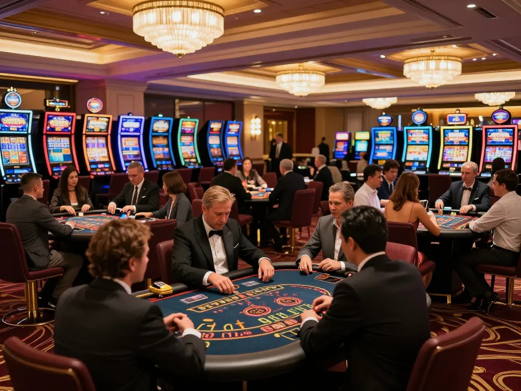Players engaging in dynamic gameplay at jun88 casino with vibrant tables and elegant atmosphere.