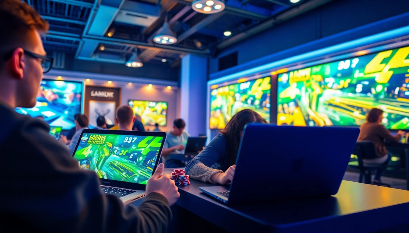Exciting gaming scene at ev88win.live with players immersed in online betting activities.