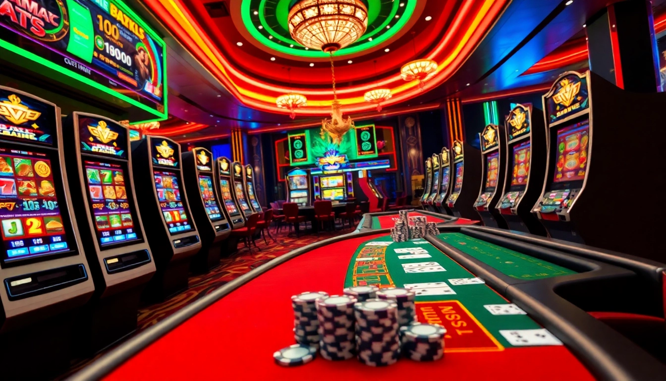 Experience the thrill of uu88 with vibrant casino tables and exciting online gambling elements.