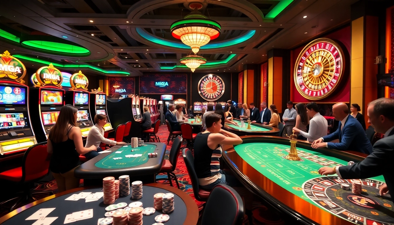 MGA casino scene with players enjoying a thrilling night at the tables.