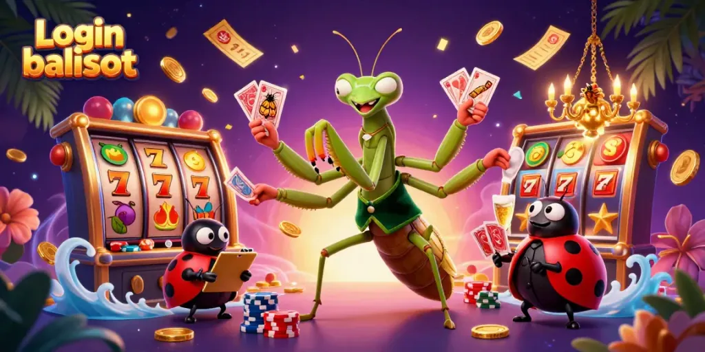 Engage with the vibrant immersive world of Login balislot featuring dynamic slot game elements and characters in action.