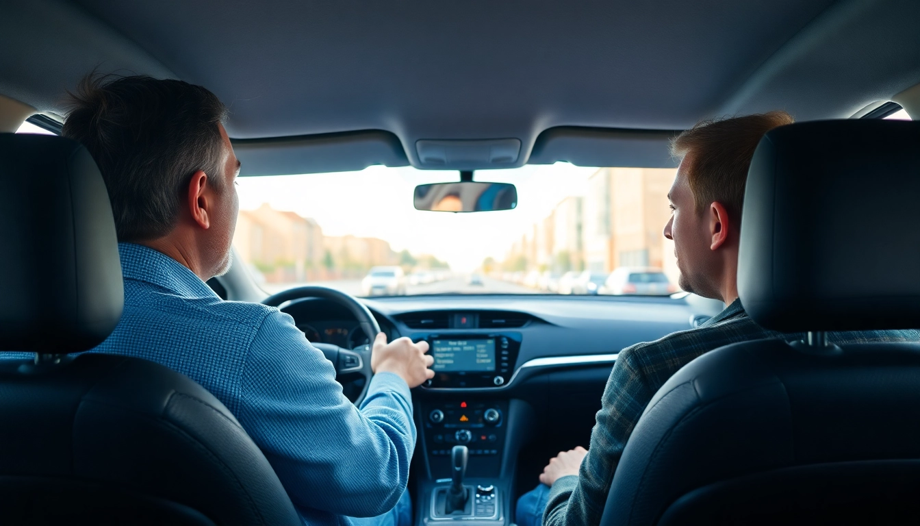 Driving school Leeds lesson with an instructor guiding a learner driver in a modern car.