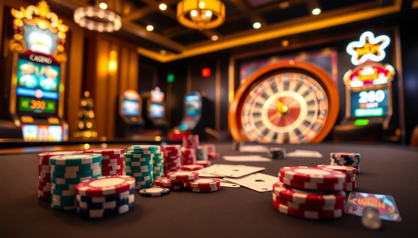 Experience high-stakes excitement at ok8386a.com with vibrant casino chips and poker tables.