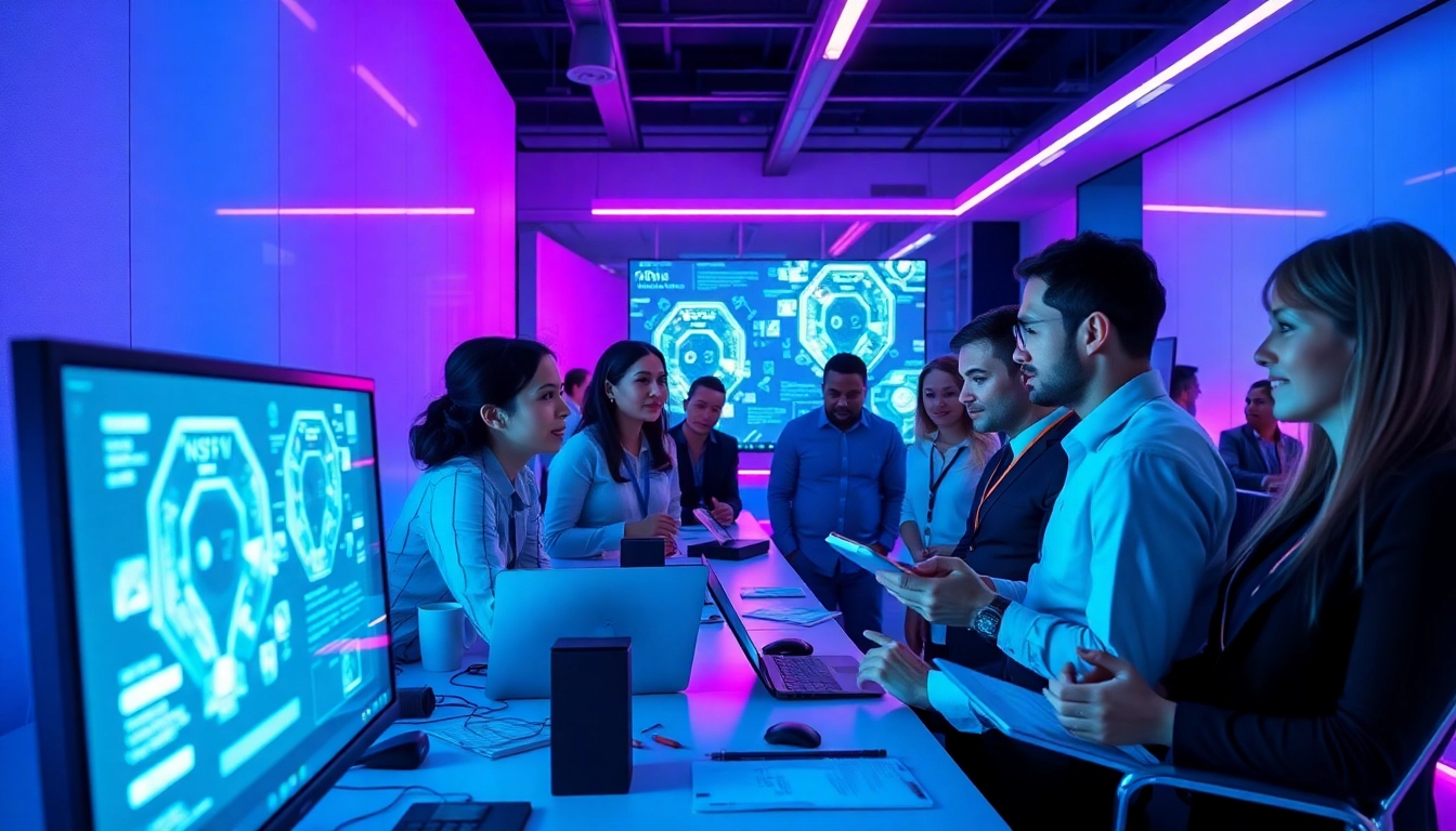 Creative team discussing NSFW AI technology in a modern workspace