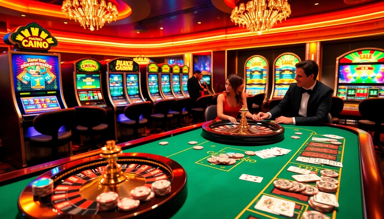 Players enjoying games at the sumvip club casino, featuring vibrant tables and exciting slot machines.