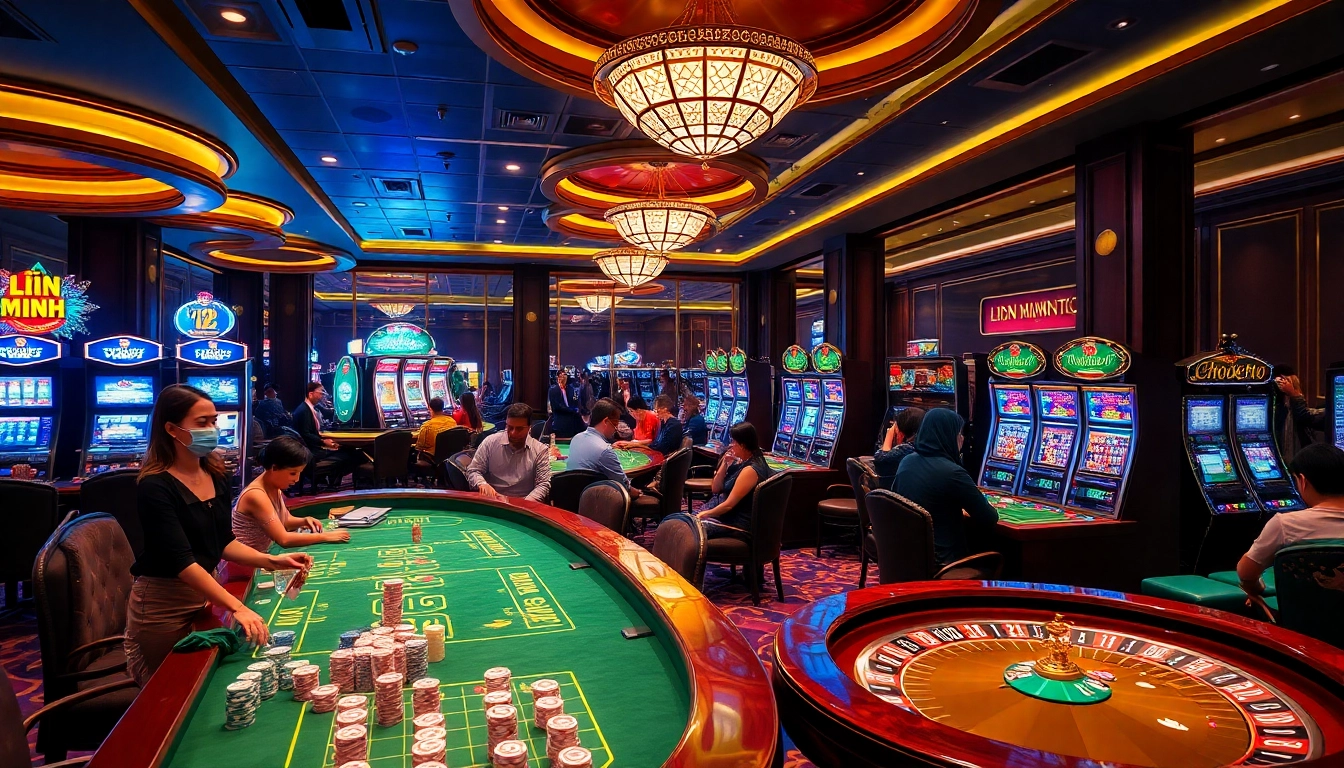 Players enjoying exciting moments in a lively casino featuring LIÊN MINH KJC.