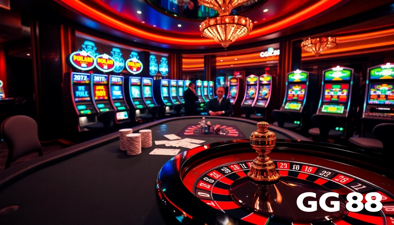 Experience the excitement at GG88 as players engage in thrilling poker games at a luxurious casino.