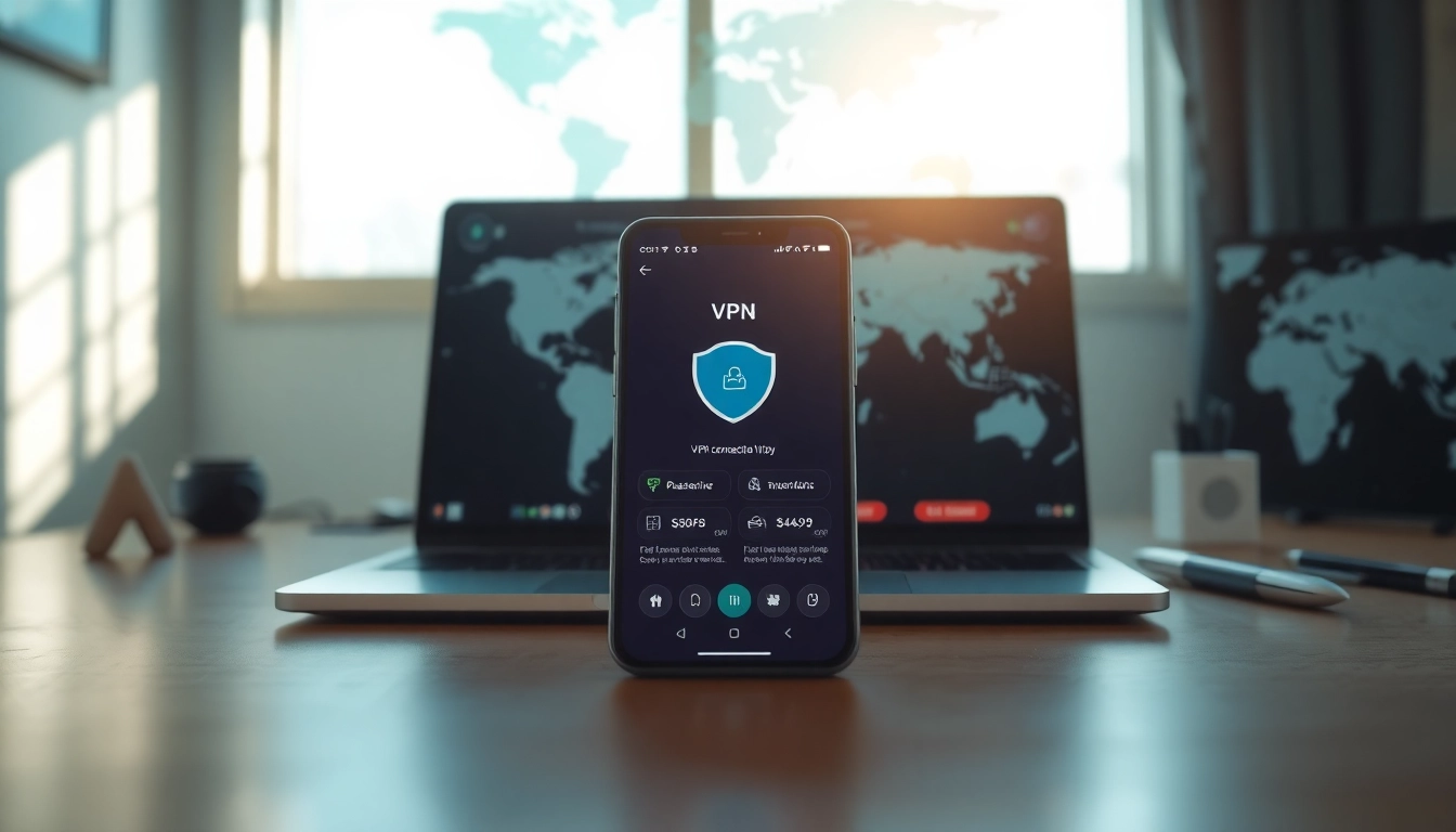 在智能手机上显示的快连VPN应用界面，强调快速且安全的全球连接。