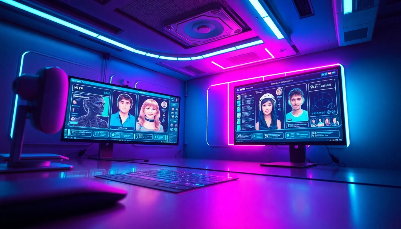 Engaging NSFW AI chatbot interaction in a futuristic virtual chat room