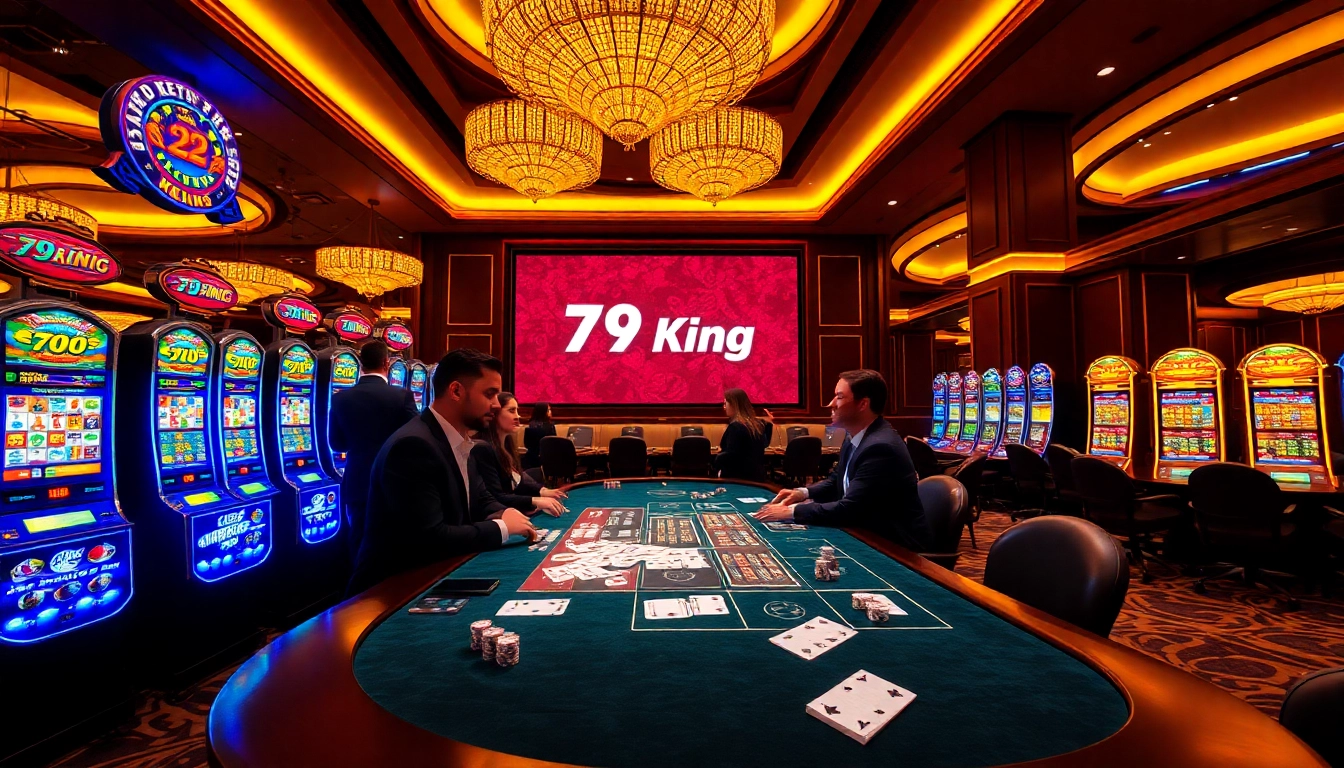Engage in thrilling casino action at 79King, showcasing vibrant slots, luxurious tables, and strategic gameplay.