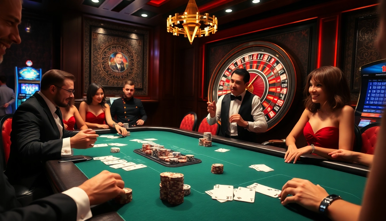 Engage in thrilling poker action at https://gg88.co.com/ with a luxurious casino setting and energetic atmosphere.