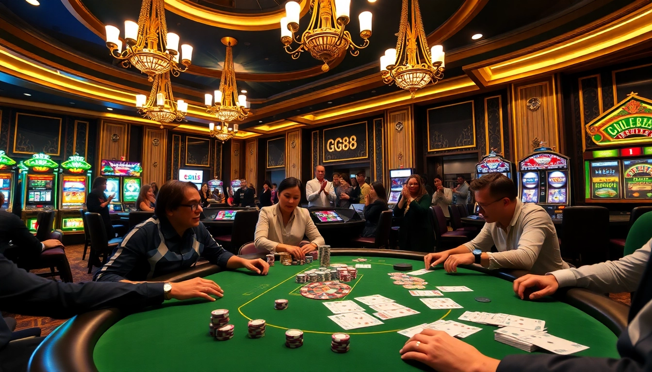 Players at a GG88 poker table strategizing their next move with high stakes.
